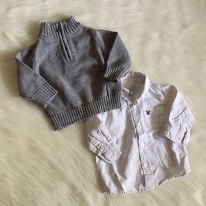 ** Bundle set of 2** Gray sweater & white Buttonup